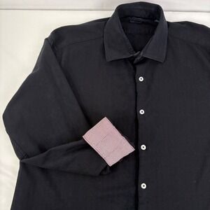 Tailorbyrd Collection Mens Black Long Sleeve Button Down Trim Fit Dress Shirt XL